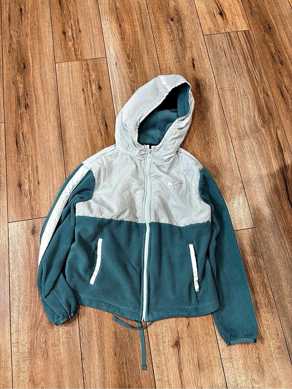 Nike Youth Large Color Block Hooded Jacket Blue & White